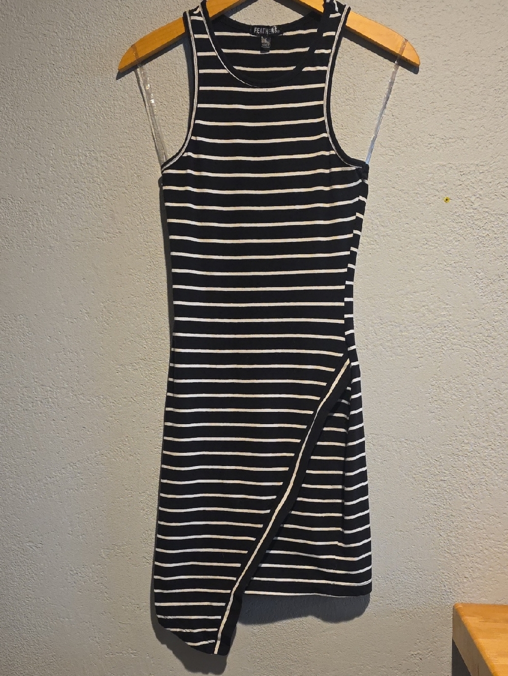Feathers Black and White Striped Midi Tank Dress